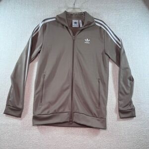 Adidas Originals Women's Small Taupe 3 Stripe Track Jacket Zip Up